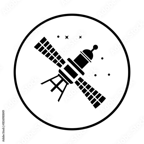 Minimal Space Station Illustration for Research Graphics.