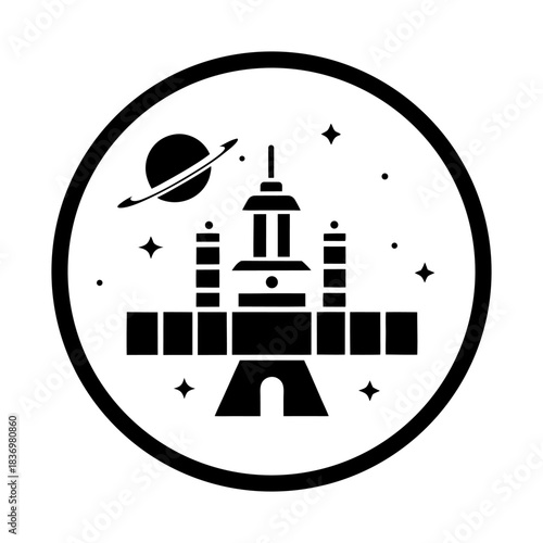 Astronaut Base Space Station Icon Isolated on White.