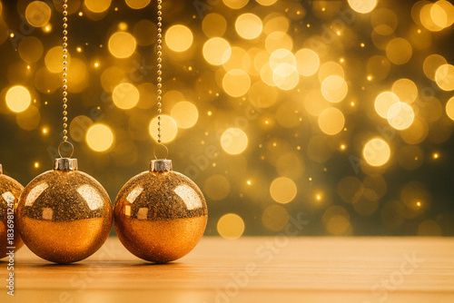 Warm Christmas decorations with wonderful lights creating a cozy festive holiday atmosphere.