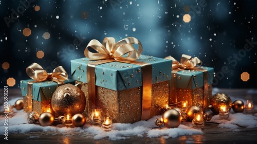 Warm Christmas decorations with wonderful lights creating a cozy festive holiday atmosphere.
