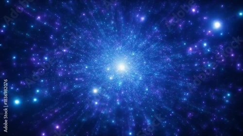 Vibrant Blue Cosmic Explosion with Stardust and Stars