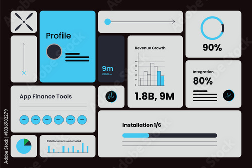 Modern Bento Grid Data Dashboard – Profile, Analytics, And Performance Stats