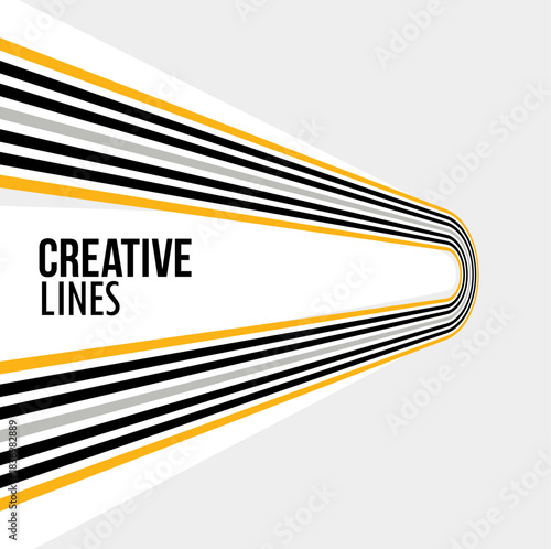 Fototapeta Naklejka Na Ścianę i Meble -  Lines in motion vector abstract background, 3D perspective creative optical design with stripes, sound and music concept, flowing lines.