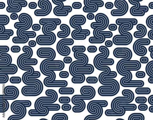 Curvy shape lines seamless pattern, vector abstract background with doodle geometric curves like melting and flowing shapes, squiggle linear endless wallpaper.