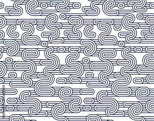 Linear seamless pattern, vector stripy geometric abstract background, tiling art runny dynamic lines, funky endless retro wallpaper.