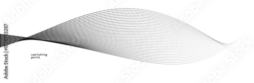 Wave of flowing vanishing particles vector abstract background, curvy lines dots in motion relaxing illustration, smoke like image.