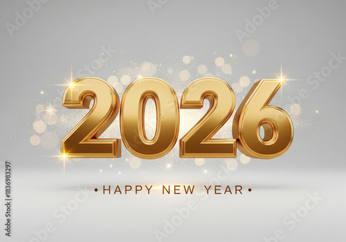 Happy new year 2026 3d text effect