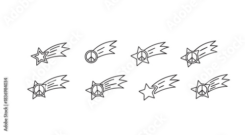 Hand drawn star trails collection celestial night sky elements collection vector