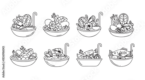 Whimsical terrarium scenes collection miniature nature landscapes inside glass domes hand drawn style vector