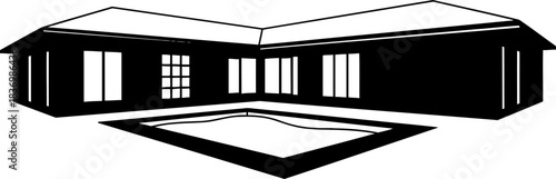 architectural embrace modern home artfully framing a tranquil poolside escape, isolated on transparent background