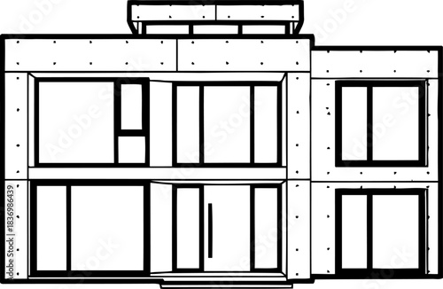architectural grid envisioning modern living through a minimalist design lens, isolated on transparent background