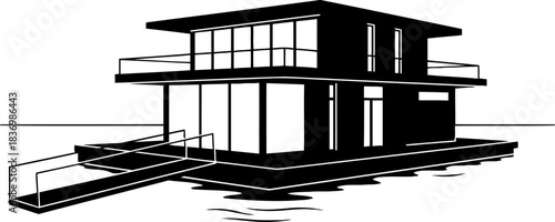 architectural freedom a modern dwelling redefining the waterside lifestyle, isolated on transparent background