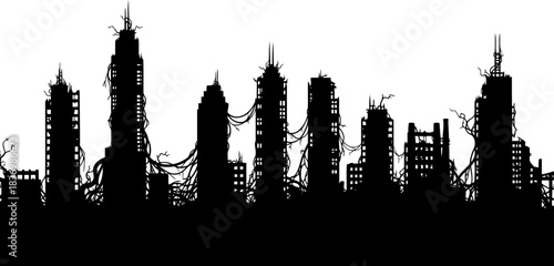 concrete graveyard the silent drama of nature reclaiming human ambition, isolated on transparent background