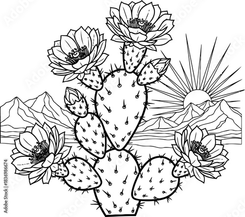 desert bloom ascent resilient beauty unfolds beneath the southwestern sun, isolated on transparent background