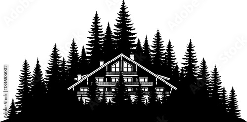 elevated serenity discover the exquisite alpine lodge cloaked by ancient forest, isolated on transparent background