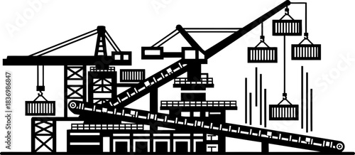 engine of progress unlocking global trade through dynamic industrial infrastructure, isolated on transparent background