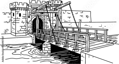 fortress threshold connecting past echoes with future storytelling pathways, isolated on transparent background