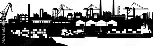 industrial horizon the dynamic nexus of global trade and supply, isolated on transparent background