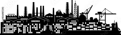 industrial nexus charting the dynamic flow of goods and global commerce, isolated on transparent background