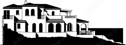 mediterranean elegance a terraced retreat capturing coastal grandeur and timeless design, isolated on transparent background