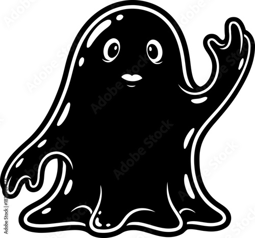 midnight mirth a friendly shadow creature extends a welcoming gesture, isolated on transparent background