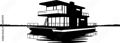 minimalist aquatic haven architectural serenity reflecting on peaceful lake living, isolated on transparent background