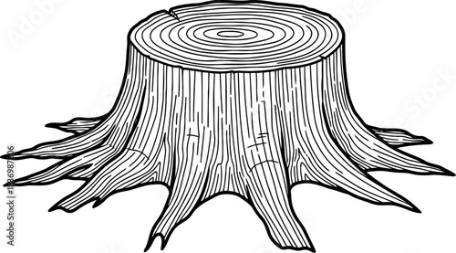 natures ledger unveiling ancient history within a stylized tree stump, isolated on transparent background