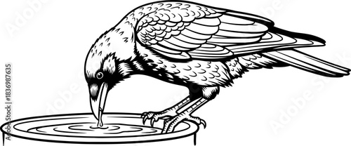 nocturnes thirst a ravens ancient bond with lifes elixir, isolated on transparent background