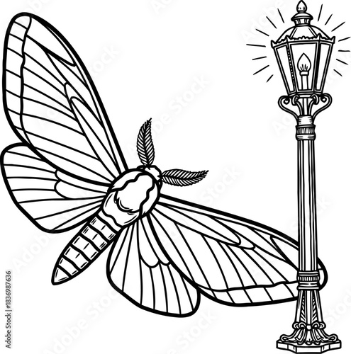 nocturnal fascination a moths irresistible dance towards the beacon of light, isolated on transparent background
