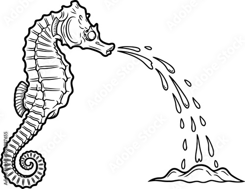 oceanic whisper seahorse fountains elegant stream of lifes essence, isolated on transparent background