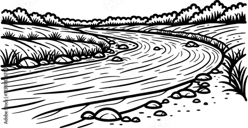 organic flow natures endless story illustrated in serene monochrome, isolated on transparent background