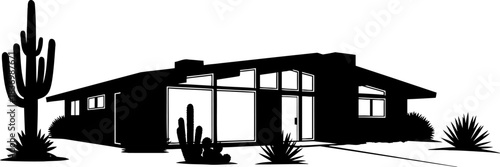 palm springs dream iconic midcentury architecture rooted in the desert landscape, isolated on transparent background