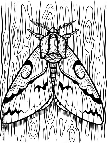 patterned secrets moth and woodgrains artful fusion in monochrome depth, isolated on transparent background