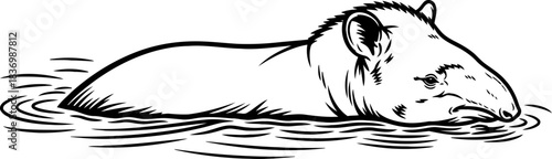 rainforest sentinel submerged grace of the primal water world, isolated on transparent background