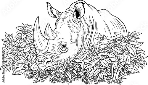 rhinos secret sanctuary a glimpse of untamed power in the wilderness, isolated on transparent background