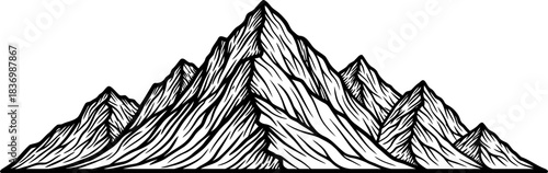 rugged peaks ascendant natures unyielding majesty in stark, textured art, isolated on transparent background