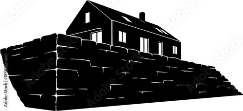 sanctuary above a dwelling elevated by strong foundations and unseen horizons, isolated on transparent background