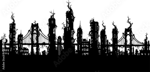 silent testament overgrown cities reveal natures patient reclamation of futures past, isolated on transparent background