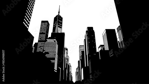 skyward symphony monochromatic grandeur of a citys vertical ascent, isolated on transparent background