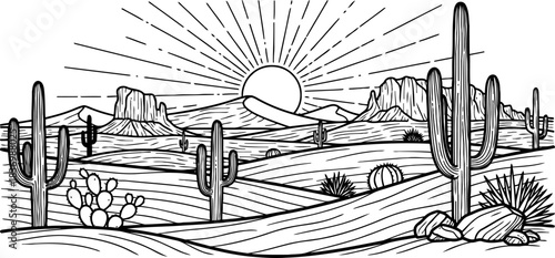 southwest solstice a stylized tribute to desert resilience and radiant skies, isolated on transparent background