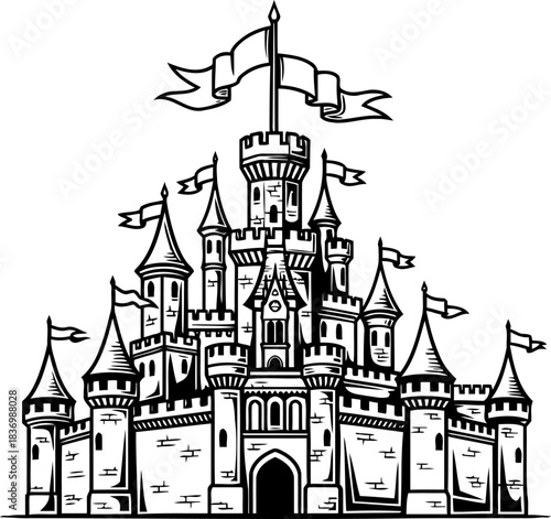 sovereign silhouette an enduring emblem of fantastical kingdoms and timeless lore, isolated on transparent background