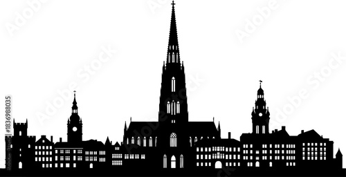 spire and stone europes enduring legacy, silhouetted against times canvas, isolated on transparent background