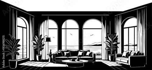 timeless horizon a sanctuary of style where oceanfront grandeur unfolds, isolated on transparent background