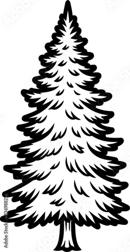 timeless sentinel a graphic monochromatic icon of enduring wilds and festive cheer, isolated on transparent background
