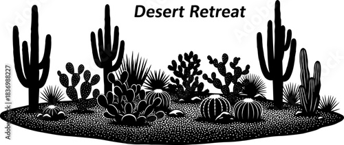 timeless solitude monochrome desert flora standing strong in arid grandeur, isolated on transparent background