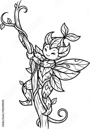 verdant spirits joyful ascent whimsical nature embraces growth and playful energy, isolated on transparent background