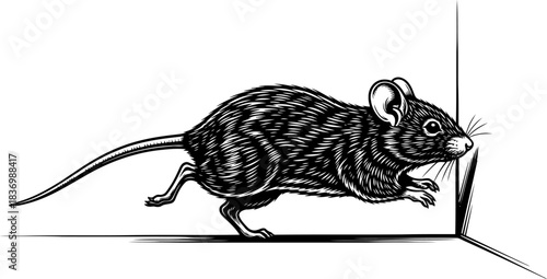 walls secret energetic mouse art capturing stealth and swiftness, isolated on transparent background