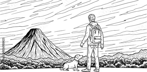 wanderlust unleashed exploring majestic peaks with a devoted companion by your side, isolated on transparent background