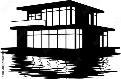 waterfront utopia sleek architectures reflection defines modern tranquility, isolated on transparent background