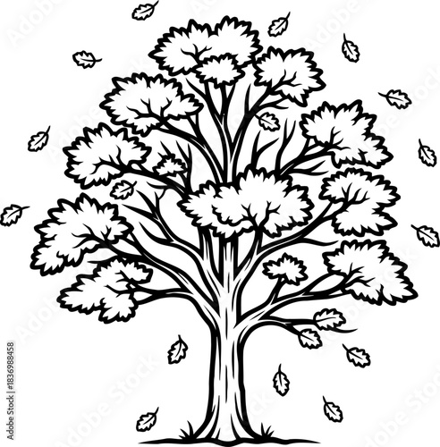 whispering leaves natures gentle dance in monochrome art, isolated on transparent background